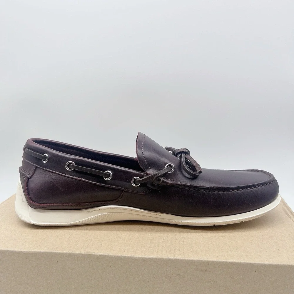 Salvatore Ferragamo Marlin Mens Boat Shoes Loafers Brown Leather Slip On US 7.5